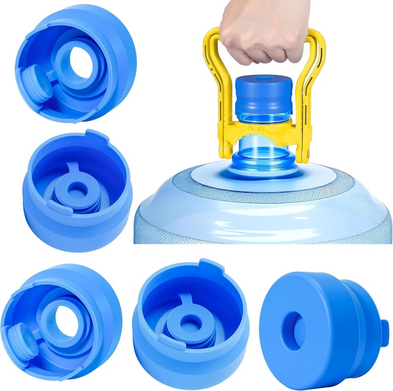 kioguc (5 Pack) 5 Gallon Water Jug Cap,Silicone Reusable Replacement Cap, Non Spill Bottle Caps for 55mm Bottle Water Dispenser Caps - Image 1